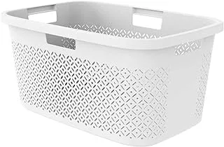 Curver Terrazzo Laundry Basket, 47 Liter Capacity, White