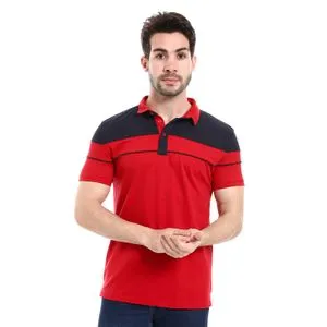 Caesar Pique Polo Shirt With Classic Collar And Buttons