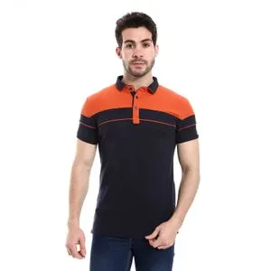 Caesar Pique Polo Shirt With Classic Collar And Buttons