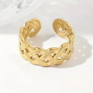 Free Size Gold Plated Stainless Steel Ring