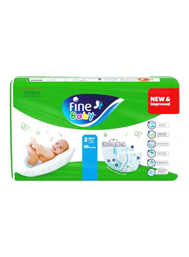 Fine Baby 58-Piece Diapers Small (Size 2) (3-6 KG)