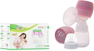 La Frutta Portable Electric Breast Pump, 150 ml Bottle,charger, massage Mode, BPa Free, Digital Screen, Power : 220Volts/50-60HZ + 60Pcs Breast Pads