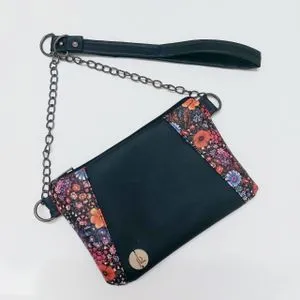 Patch Bags Leather Flower Cross Body Bag - Black