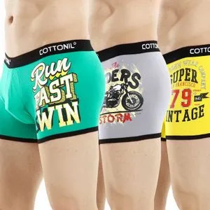 Cottonil Printed Elastic Waist Men Boxers - Pack Of 6