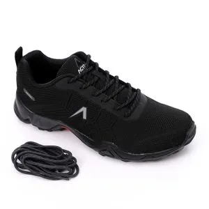 Activ Round Toecap Shape Men Trekking Sneakers - Full Black