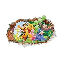 Winnie The Pooh Balloon 3D Background Environmentally Friendly Removable Decorative Wall Sticker