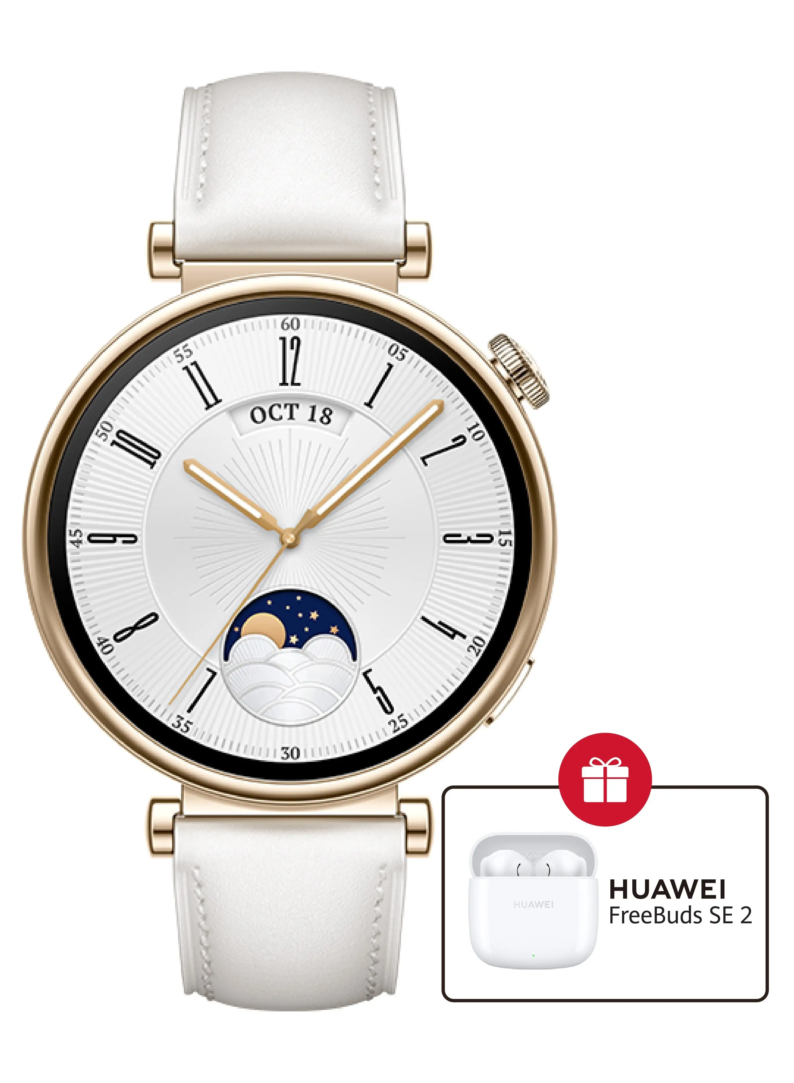 HUAWEI WATCH GT4 41mm SmartWatch White+ FreeBuds SE 2 Gift White