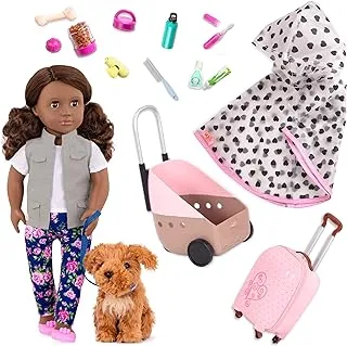 Our Generation Malia & Passenger Pets Bundle 18 inches Fashion Doll & Pet Travel Set