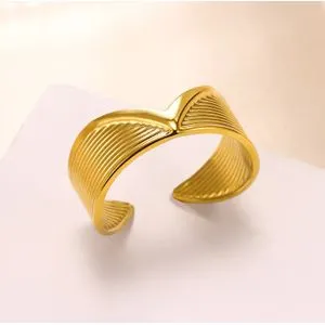 Free Size Gold Plated Stainless Steel Ring