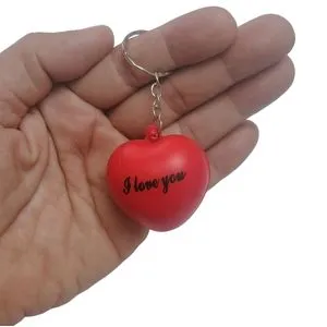 Heart Shape Squeeze I Love You Written Red Keychain, Key Ring