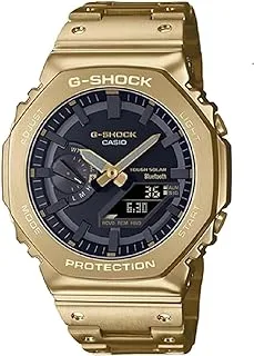 Casio Men Watch G-Shock Full Metal Cover Smartphone Link Analog Digital Black Dial Stainless Steel Solid Band GM-B2100GD-9ADR., Gold