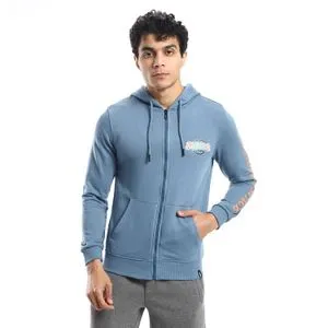 AlNasser Steel Blue Printed Mid-Season Sweatshirt