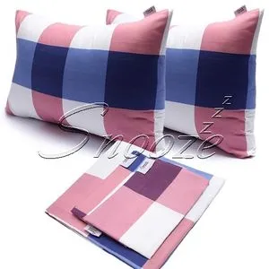 Snooze Flat Bed Sheet  (caro Blue)  220*235 Cm + Free 2 Pillow Case