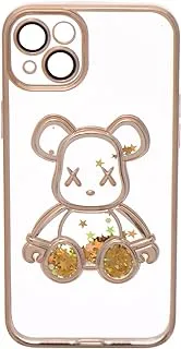 Boter 3D Glitter Bear High Quality Plastic Back Cover With Robust Protection Against Drops Impacts For Iphone 14 Plus - Clear Gold