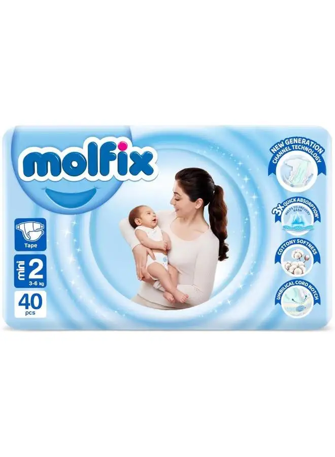 Molfix 40-Piece Mini Twin Bag 3D Baby Diapers Size 2 - 3 to 6 kg