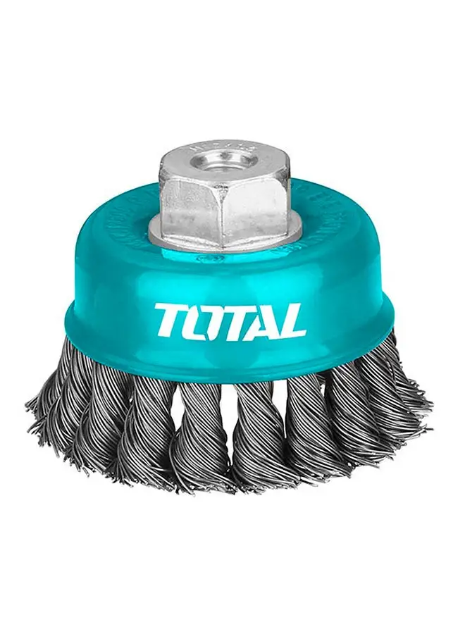 TOTAL Cup Twist Wire Brush With Nut Teal / Grey 4inch