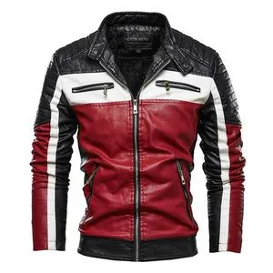 Fashion Men Winter Pu Leather Jackets Coats Fleece Lined Motorcycle