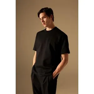 Defacto Man Smart Casual Oversize Fit Crew Neck Short Sleeve Knitted T-Shirt