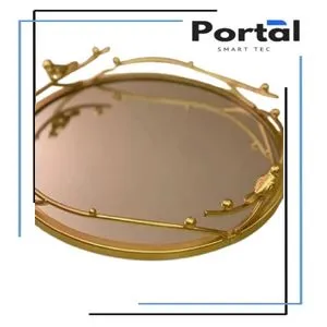 Golden Tray Decorative Mirror For Decoration, Jewelry And Cosmetics