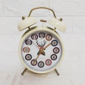 Bell Alarm Clock With Night Light - Creamy Color