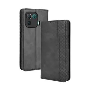 For Xiaomi Mi 11 Pro Magnetic Buckle Retro Crazy Horse Texture Horizontal Flip Leather Case With Holder & Card Slots & Photo Frame(Black)