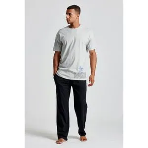 Debenhams 1PK MENS PENGUIN OVERSIZED SS TEE & SOLID TRS GREY