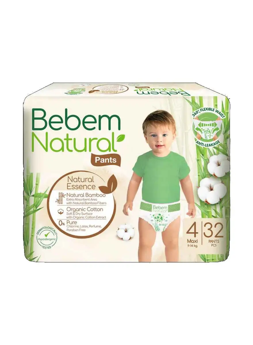 Bebem 32-Piece Maxi Natural Pants Diaper Size 4 Twin 9-14 Kg