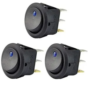 3Pc 12V 20A Rocker Toggle LED Switch Blue Light SPST On-Off