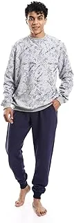 Red Cotton Men'S Winter Pajamas with Pant -Navy