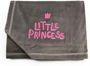 Mamas Gift Little Princess Embroidered Fleece Blanket, Grey