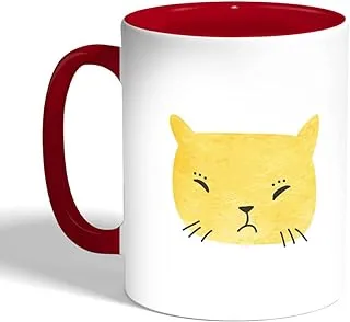 happy cat Printed Coffee Mug, Red Color (Ceramic)