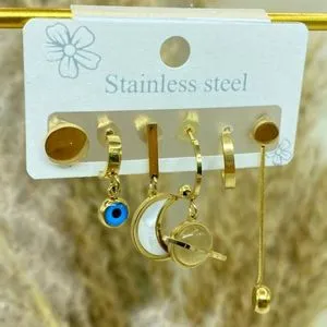 6 Pcs Gold Plated Stainless Steel Earrings Piercing