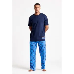 Debenhams 1PK MENS PENGUIN OVERSIZED SS TEE & AOP TRS NAVY