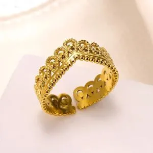 Free Size Gold Plated Stainless Steel Ring