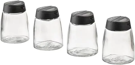 Ikea 365+ IHARDIG Spice jar Glass (Black, Pack Of 4 Pack, 15 cl)