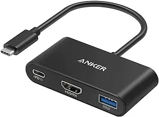 Anker USB C Hub، PowerExpand 3-in-1 USB C Hub، مع 4K HDMI، توصيل طاقة 100 واط، منفذ بيانات USB 3.0، لأجهزة iPad Pro، MacBook Pro، MacBook Air، XPS، Note 20، Spectre، والمزيد