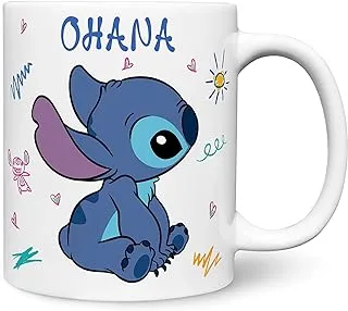 PureArtz Cute Stitch Ohana White Ceramic 325ml Coffee Mug