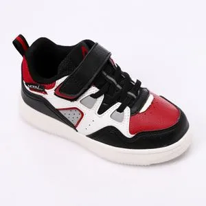 Activ Leather Comfy Black, White & Red Boys Sneakers