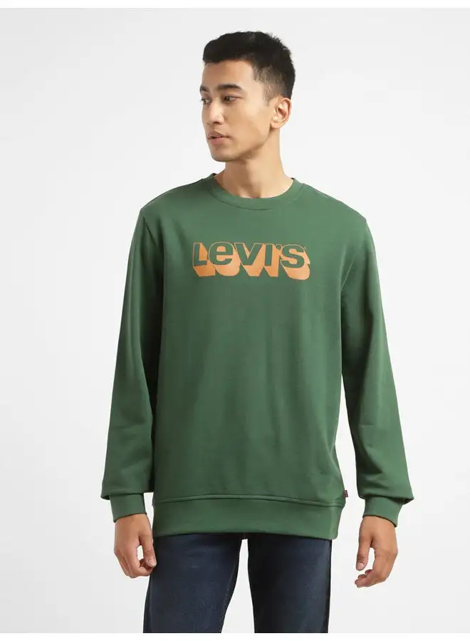 Levi's Men's Typography Green Crew Neck Sweatshirt