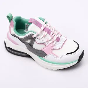 Activ Girls Lace Up White, Grey & Rose Sneakers