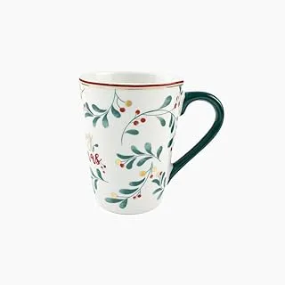 Rosa Porcelain Mayurka Xmas Mug, 300 ml Capacity, White/Green