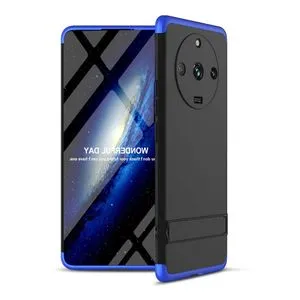 Realme 11 Pro+ 3In1 حافظة حماية كاملة 360 درجة مع حامل ودرع كاميرا - أسود / أزرق