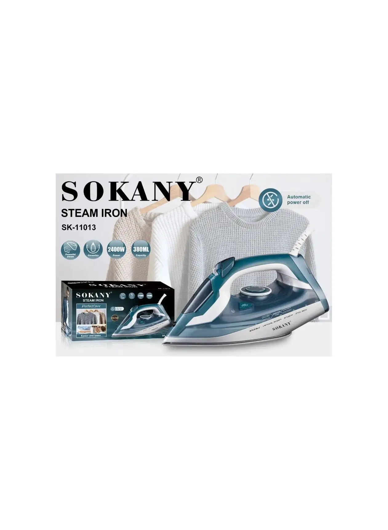 sokany Steam Iron SK-11013 2400W 380ml Blue