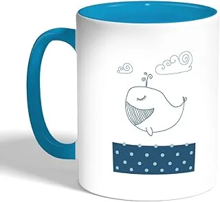 Printed Coffee Mug, Turquoise Color, the Blue whale (Ceramic)