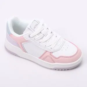 Activ Pink & White Leather Girls Sneakers