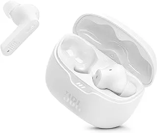 JBL Tune Beam True Wireless Noise Cancelling Earbuds, Pure Bass Sound, Bluetooth 5.3, Smart Ambient, 4-Mics Technology, VoiceAware, 48H Battery, Water and Dust Resistant - White, JBLTBEAMWHT