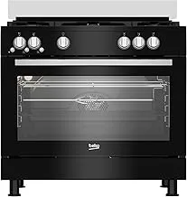 Beko Free Standing Gas Cooker - 90 cm - Gas Grill - Cooling And Cooking Fan - Turkey - GGR 15115 DX NBE (Black)