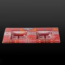 Rosa Glass Rectangle 2 Cell Serving Plate, 30 cm x 16 cm Size, Kh.Red