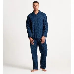 Debenhams 1PK MENS PENGUIN LOUNGEWEAR PJ SET WOVEN NAVY SPOT