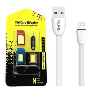 Vidvie VidvieUSB Cable For Data Transfer And Charging Lightning IPhone. + Nano Micro Metale